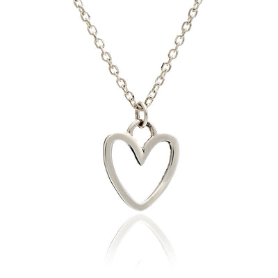 70%   DISCOUNT Ladies/ Girls Sterling Silver Silhouette Heart Charm Stacking Pendant Necklace