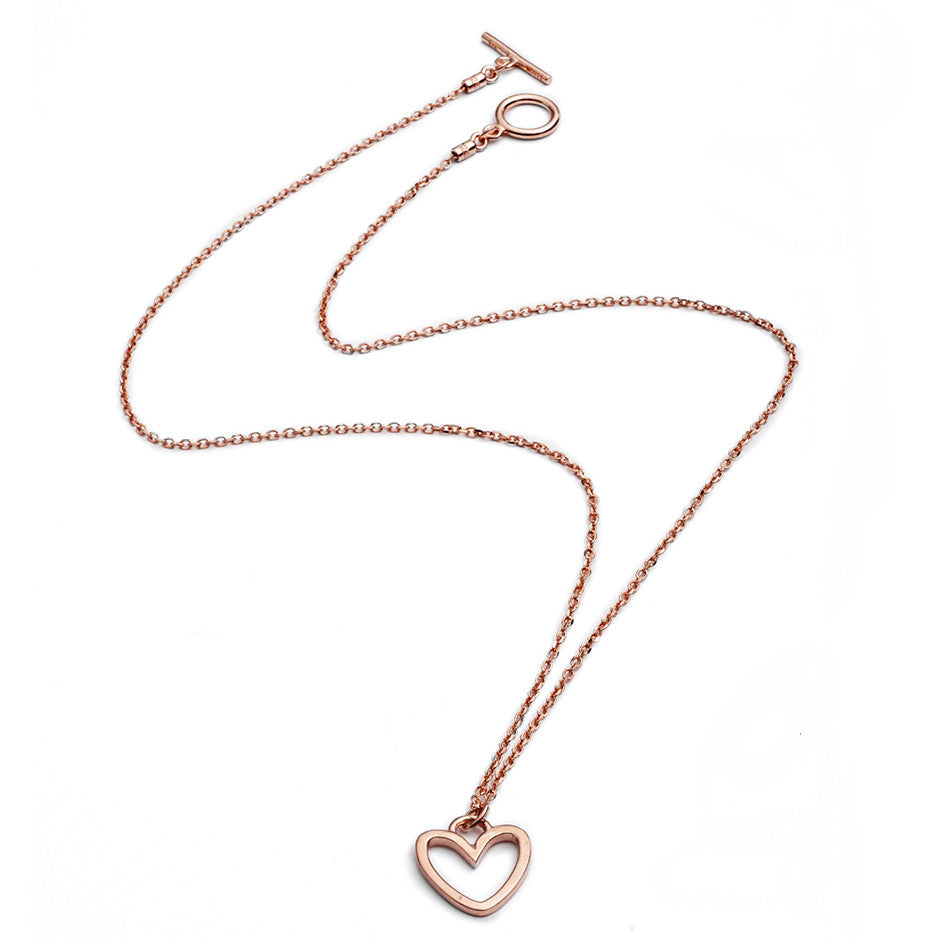 70% DISCOU70% DISCOUNT Ladies/Girls 18ct Rose Gold Vermeil Silhouette Heart Charm Stacking Pendant Necklace