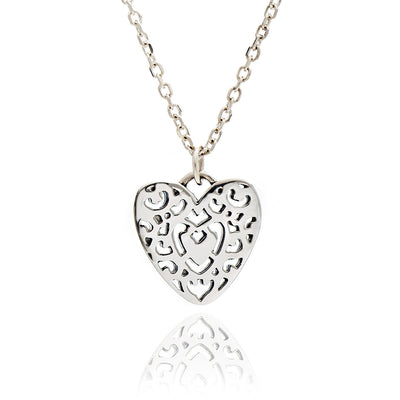 70%  DISCOUNT  Ladies / Girls 925 Sterling Silver Filigree Heart  Charm Stacking Pendant Necklace