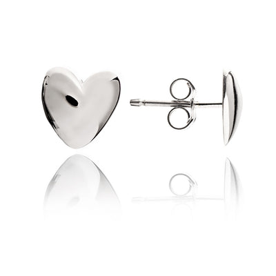 70%   DISCOUNT   925 Sterling Silver Solid Heart Stud Earrings