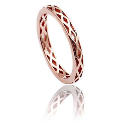 70%   DISCOUNT 18ct Rose Gold Vermeil Triangle Lattice Stacking Ring