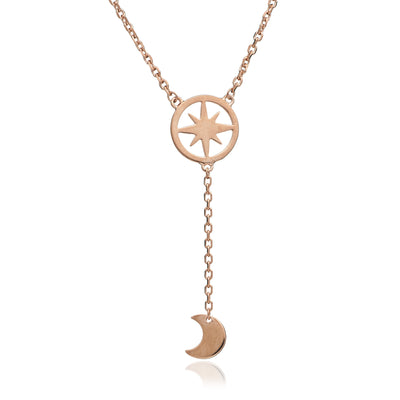 70% DISCOUNT  18ct Rose Gold Vermeil Crescent  Moon and Circular Star Charm Pendant