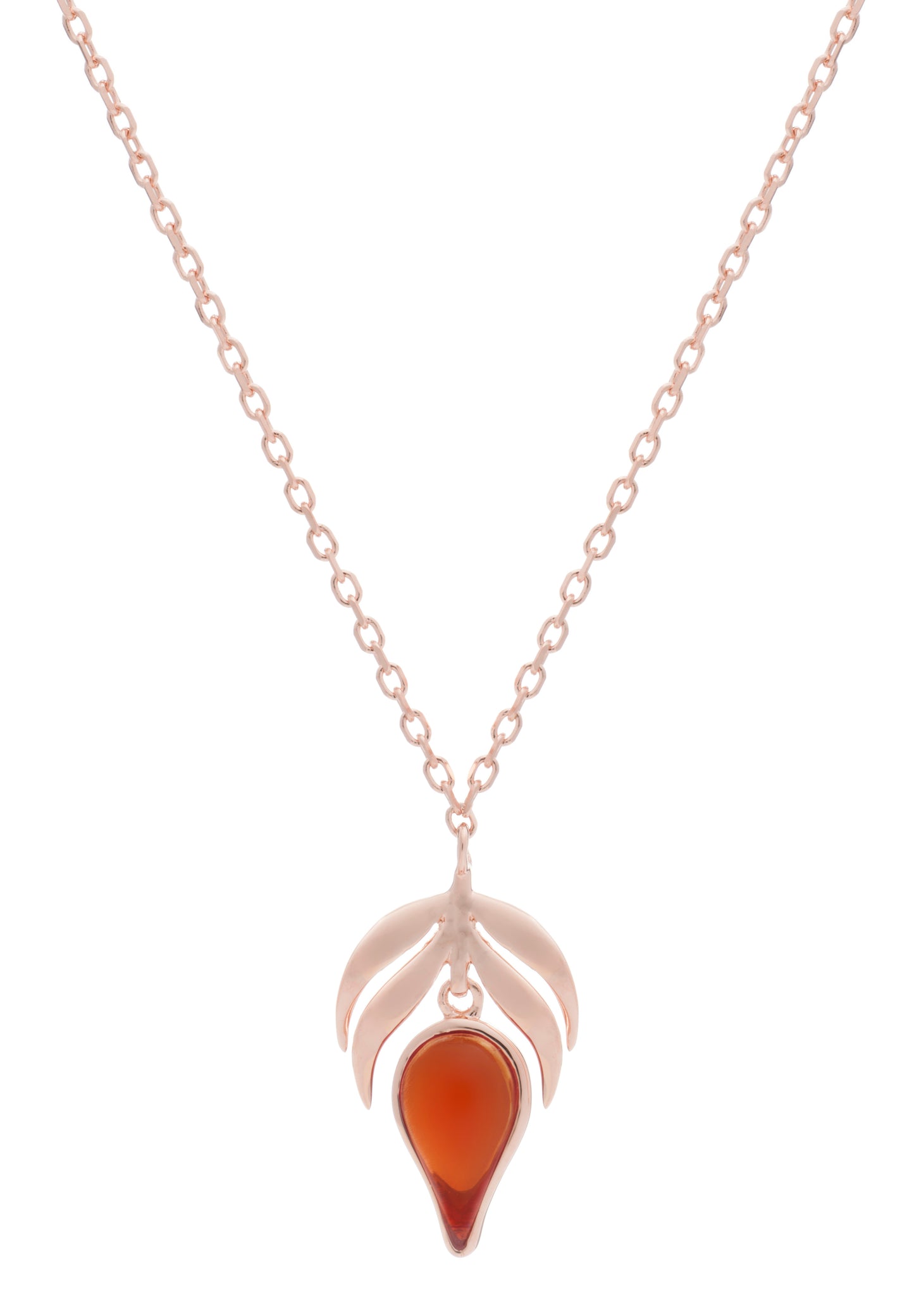 70% DISCOUNT 18ct Rose Gold Vermeil on Sterling Silver Red Stone Flame Fire Charm Pendant Necklace