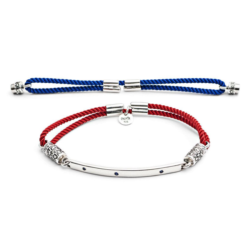 70% DISCOUNT 925 Sterling Silver Interchangeable Bracelet with Blue Sapphires - Fiery Red and Royal Blue
