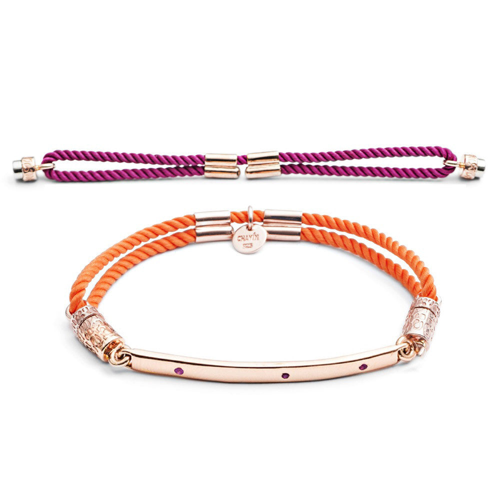 75% DISCOUNT 18ct Rose Gold vermeil Interchangeable Bracelet with Rubies - Hot Pink and Tangerine Tango