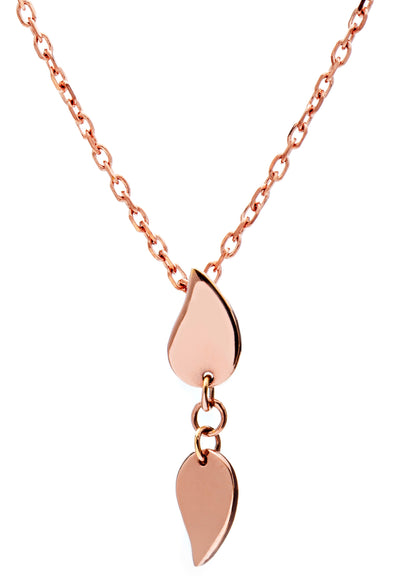 70% DISCOUNT  Girls/ ladies Hand polished 18ct Rose Gold Vermeil Small Leaf Pendant Necklace