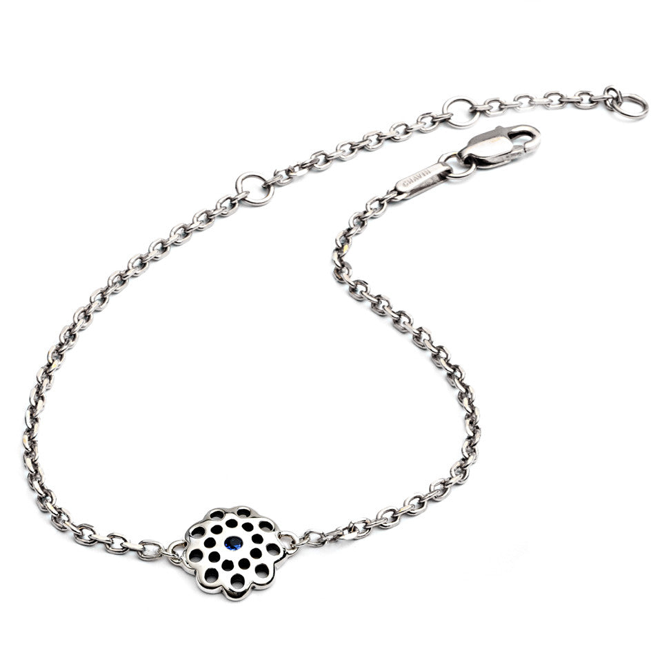 70% DISCOUNT Ladies/Girls Dainty 925 Sterling Silver and Blue Sapphire Paisley Filgree Floral Charm Bracelet