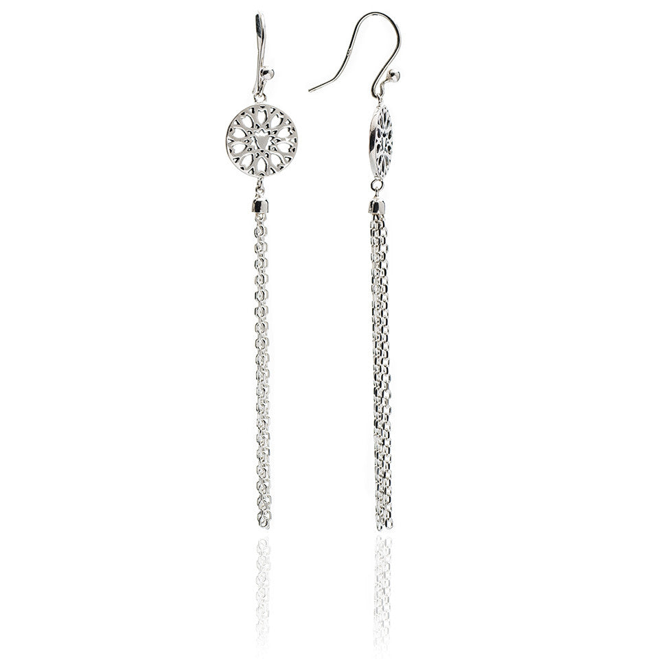 70% DISCOUNT Exotic Sparkling 925 Sterling Silver Jaguar Head Circular Tassel Earrings