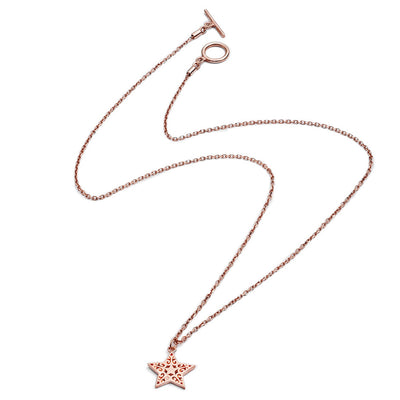 75% DISCOUNT  Glittering Intricate 18ct Rose Gold Vermeil  Filigree Star Charm  Pendant Necklace