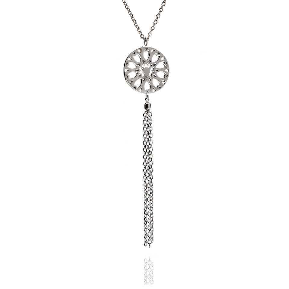 70% DISCOUNT Ladies 925 Sterling Silver Circular Filigree Jaguar Tassel Necklace As Worn By X Factor Presenter Pips Taylor