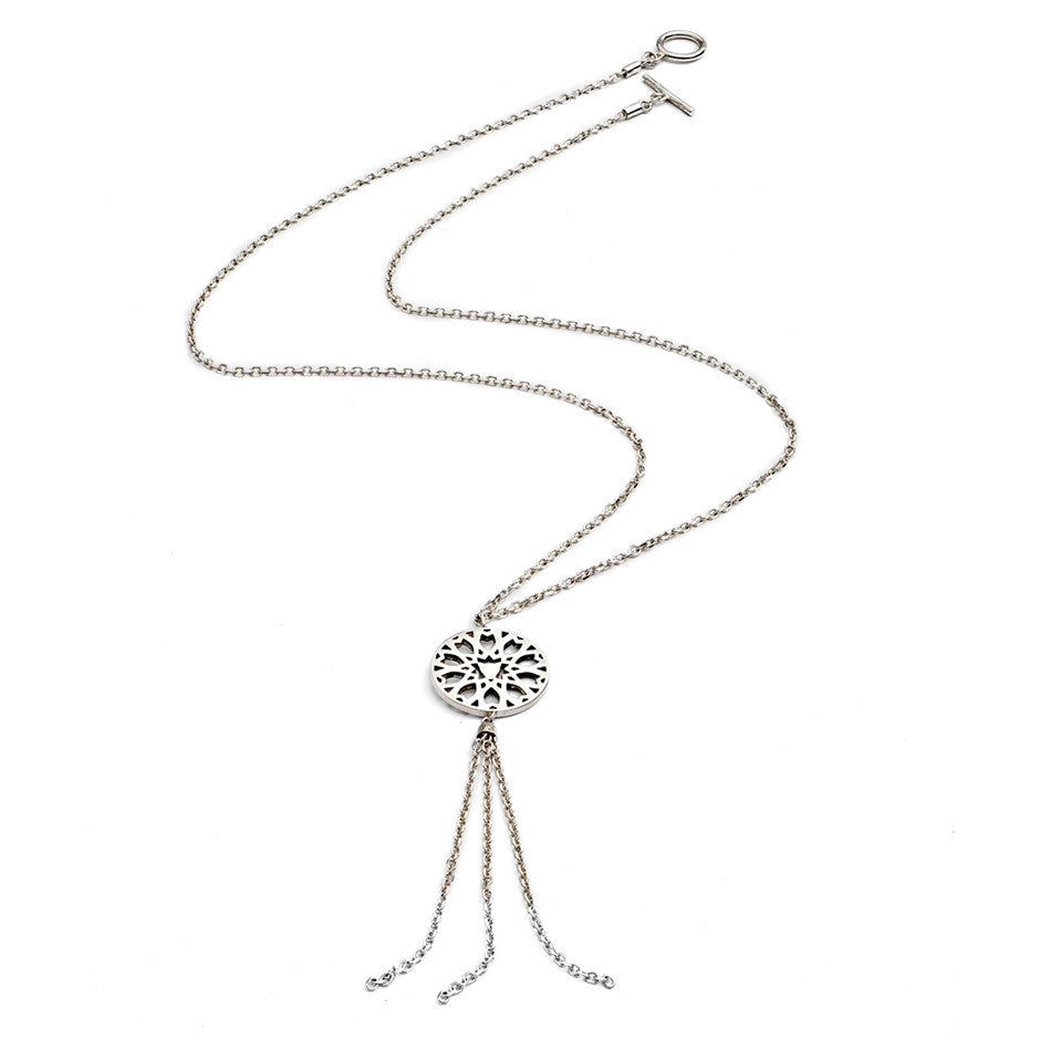 70% DISCOUNT Ladies 925 Sterling Silver Circular Filigree Jaguar Tassel Necklace As Worn By X Factor Presenter Pips Taylor
