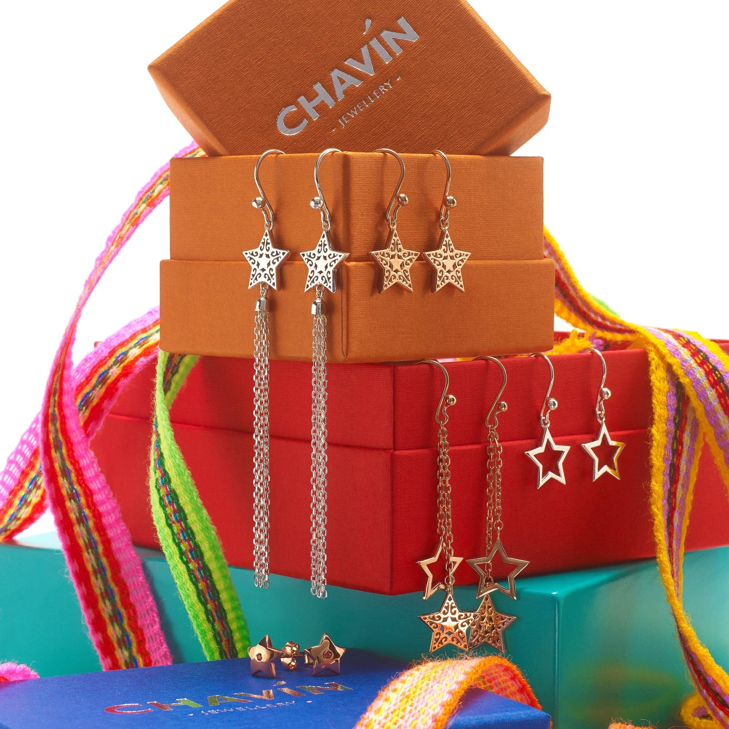 75% DISCOUNT Glittering 18ct Rose Gold Vermeil Silhouette Star Charm Pendant Necklace with orange sapphire or ruby