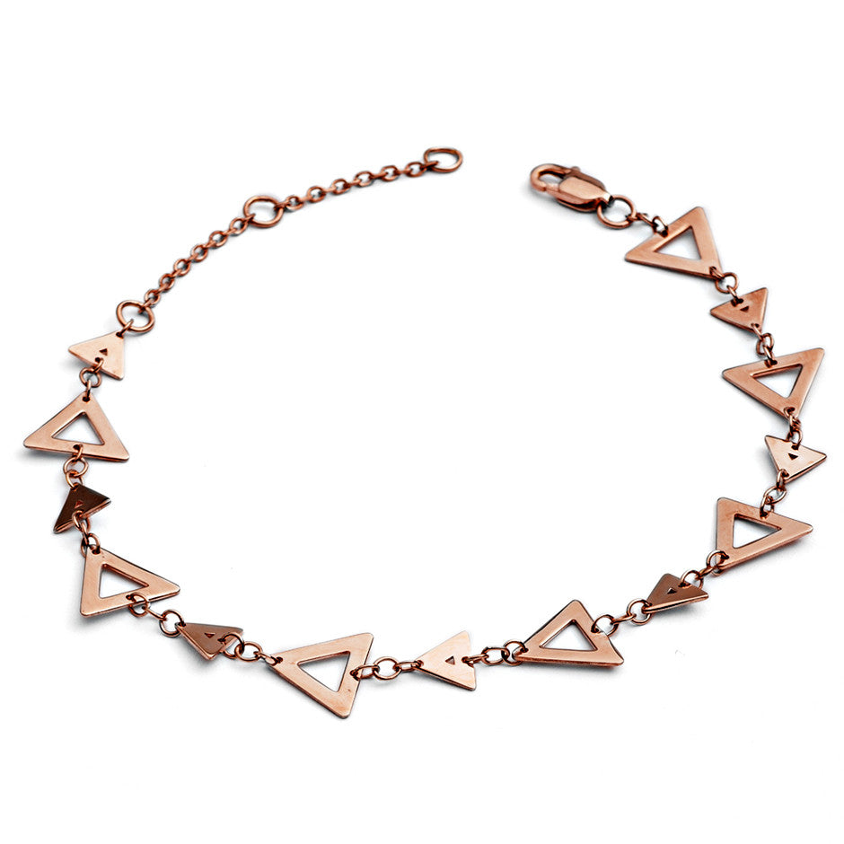 70% DISCOUNT Glittering 18ct Rose Gold Vermeil Silhouette Charm Triangle Bracelet