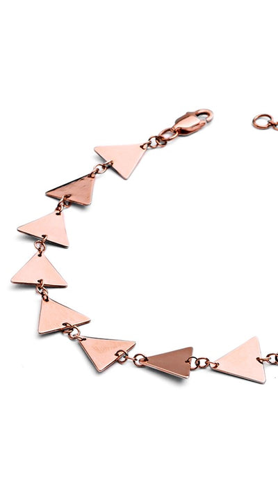 70%   DISCOUNT  Dazzling Danity 18ct Rose Gold Vermeil  Solid Triangle Charm Bracelet
