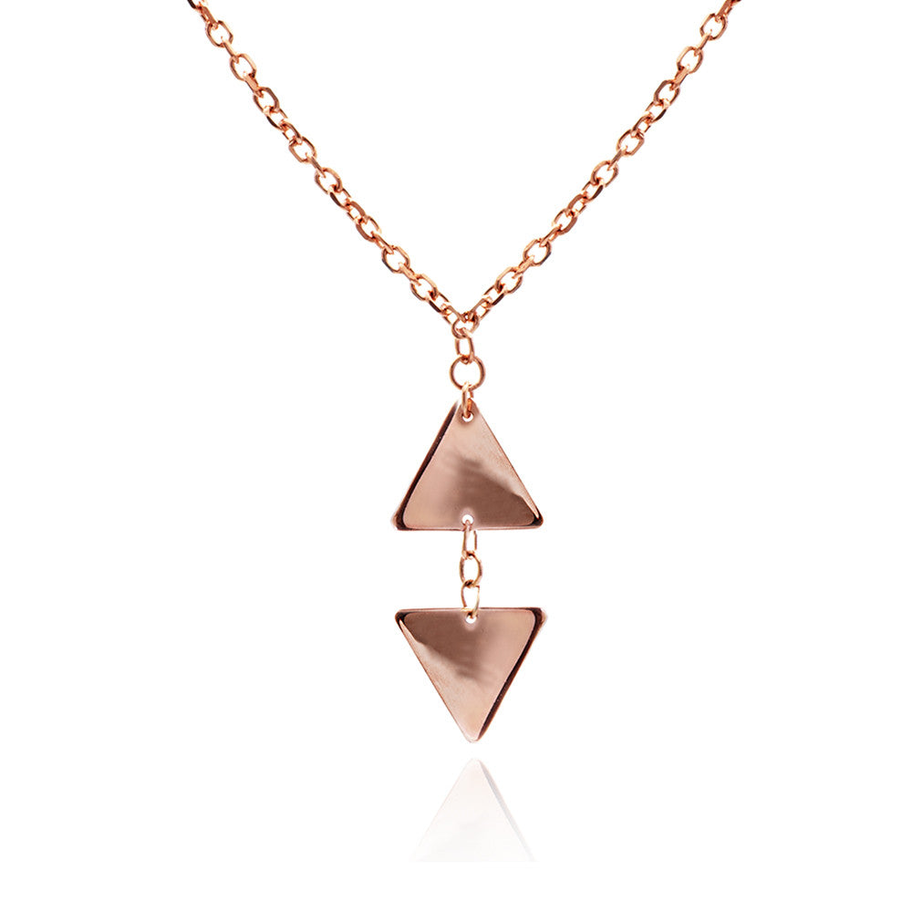 70% DISCOUNT 18ct Rose Gold Vermeil Small Triangle Pendant Necklace