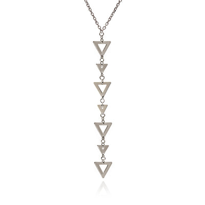 70%    DISCOUNT   Glittering  925  Sterling Silver Triangle Charm Pendant Necklace