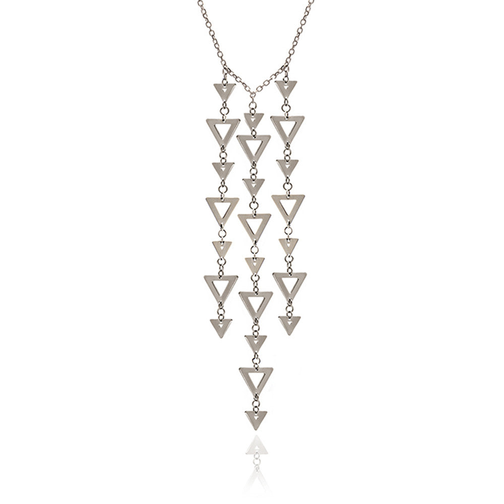 70% DISCOUNT 925 Sterling Silver Large Triangle Charm Pendant Necklace