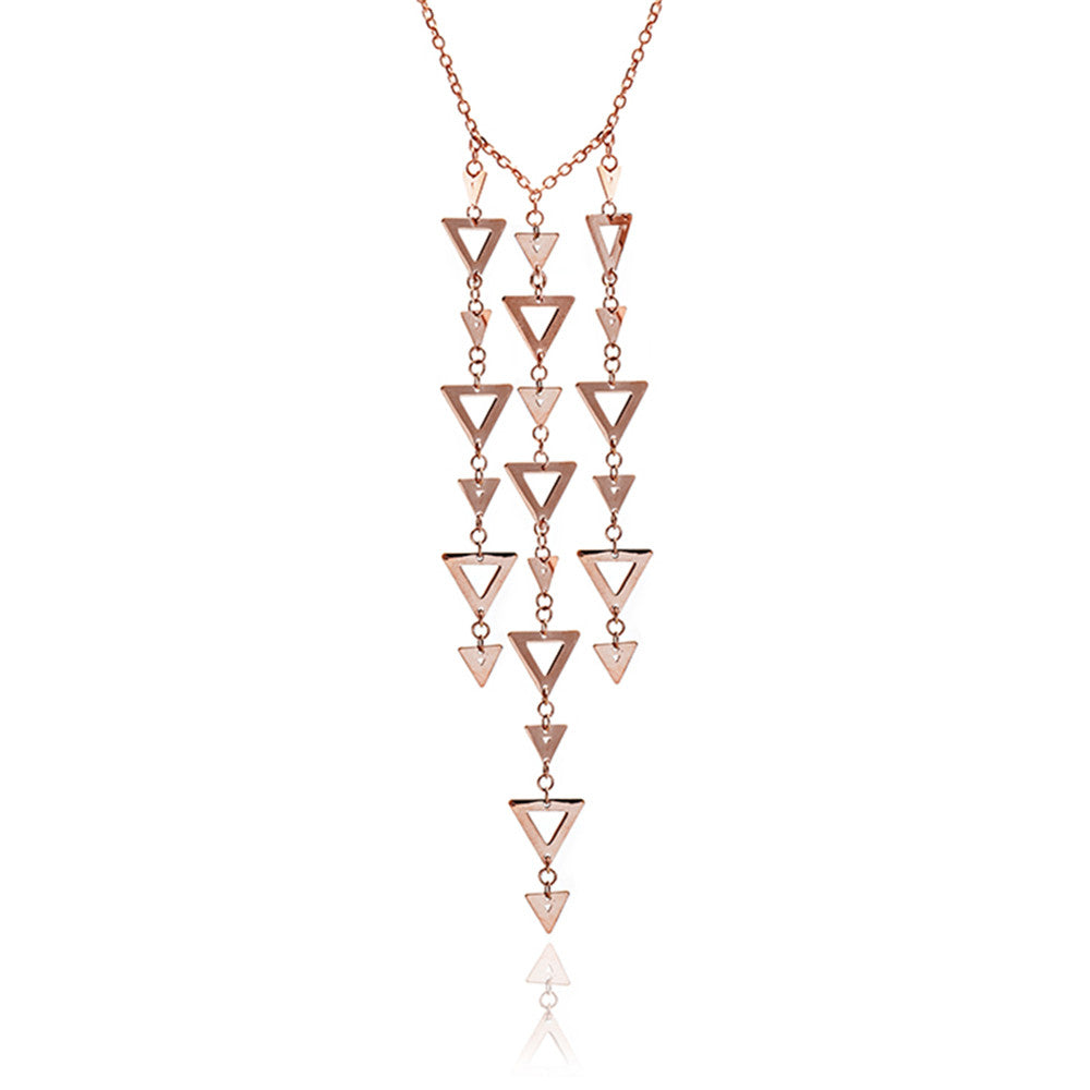 70% DISCOUNT 18ct Rose Gold Vermeil Large Triangle Charm Pendant Necklace