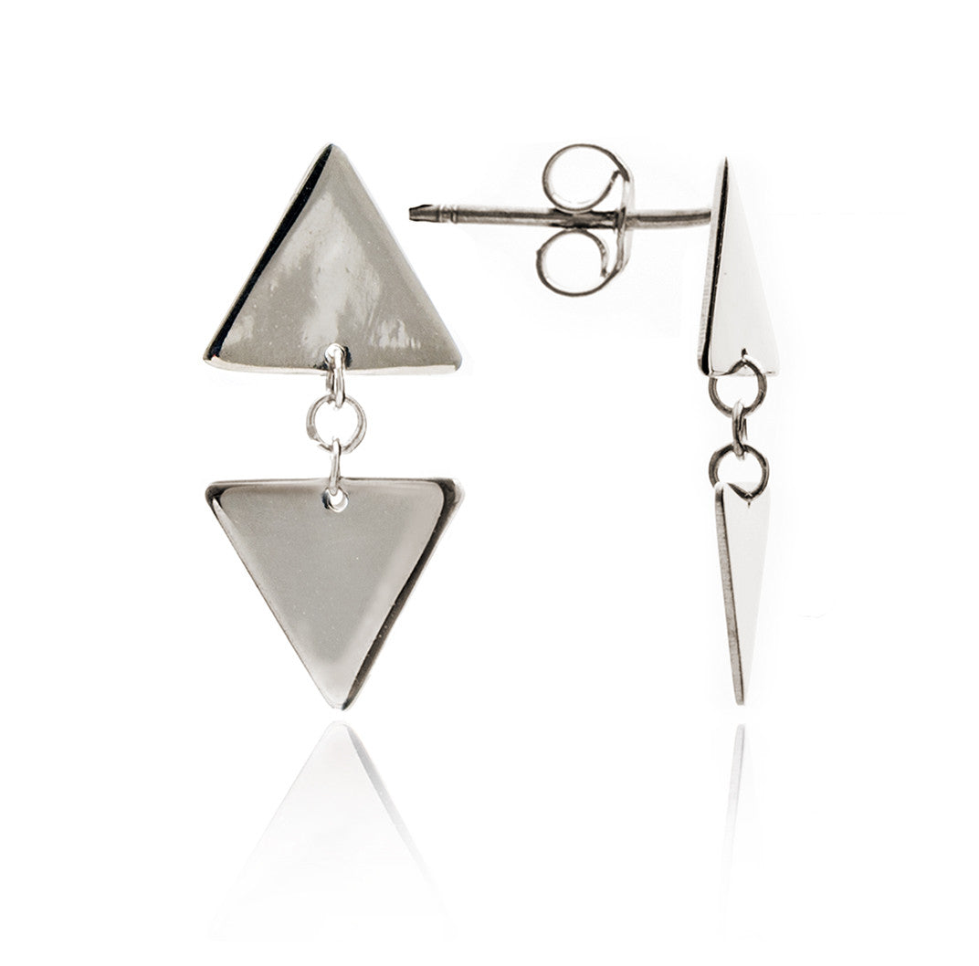70% DISCOUNT 925 Sterling Silver Triangle Charm Stud Earrings