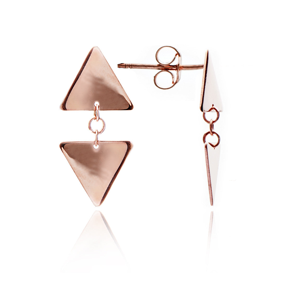 70% DISCOUNT 18ct Rose Gold Vermeil Triangle Charm Studs earrings