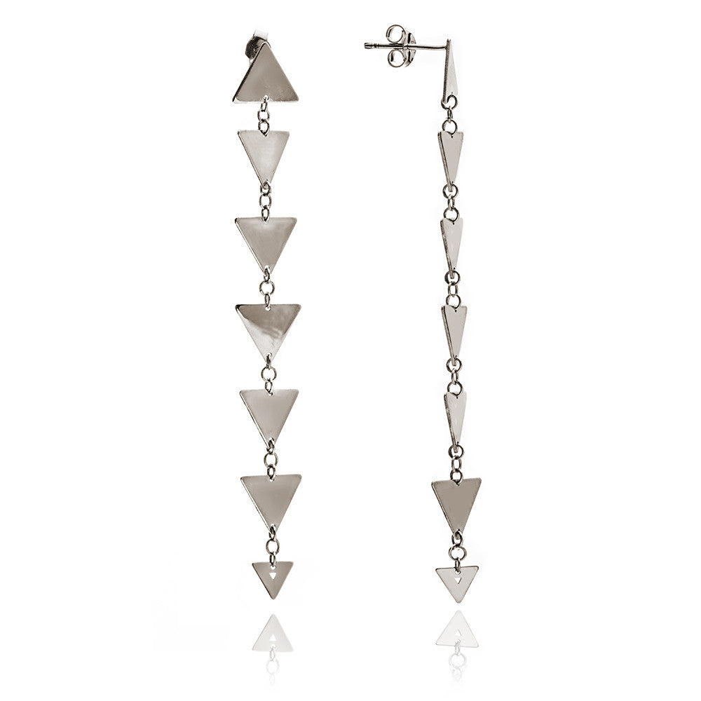 75% DISCOUNT Glittering 925 Sterling Silver Solid Charm Triangle Dangle Earrings