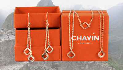 65% DISCOUNT  Exotic 18ct Rose Gold Vermel Peruvian Chakana Cross Silhouette Charm Pendant Necklace