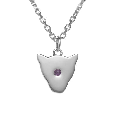 70% DISCOUNT Exotic 925 sterling silver Jaguar head Pendant Necklace with amethyst/blue sapphire