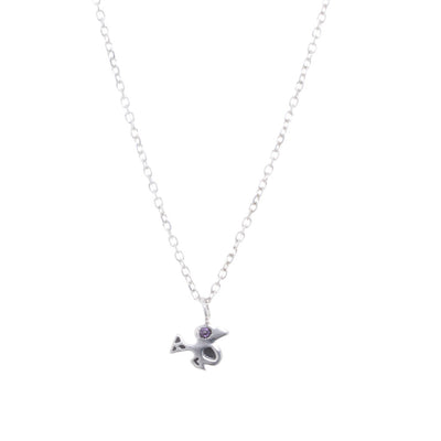 70%  SPRING DISCOUNT  Girls'/Woman's Sterling Silver Bird Amethyst. Blue or Yellow Sapphire Stacking Pendant Necklace