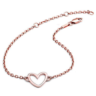 70%  DISCOUNT  Ladies/ Girls 18ct Rose Gold Vermeil Silhouette Heart Bracelet