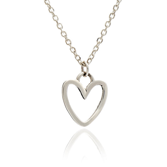 70%   DISCOUNT Ladies/ Girls Sterling Silver Silhouette Heart Charm Stacking Pendant Necklace