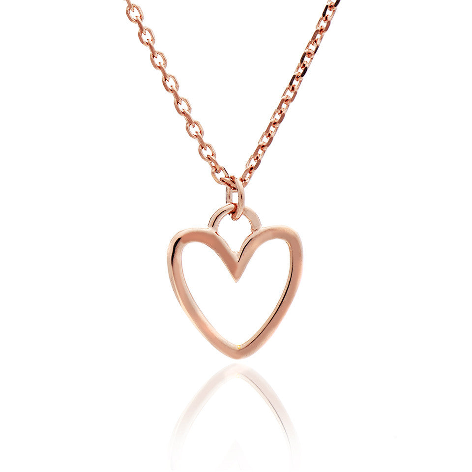 70%   DISCOU70% DISCOUNT Ladies/Girls 18ct Rose Gold Vermeil Silhouette Heart Charm  Stacking Pendant Necklace