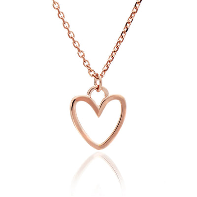 70%   DISCOUNT Ladies/Girls 18ct Rose Gold Vermeil Silhouette Heart Charm  Stacking Pendant Necklace