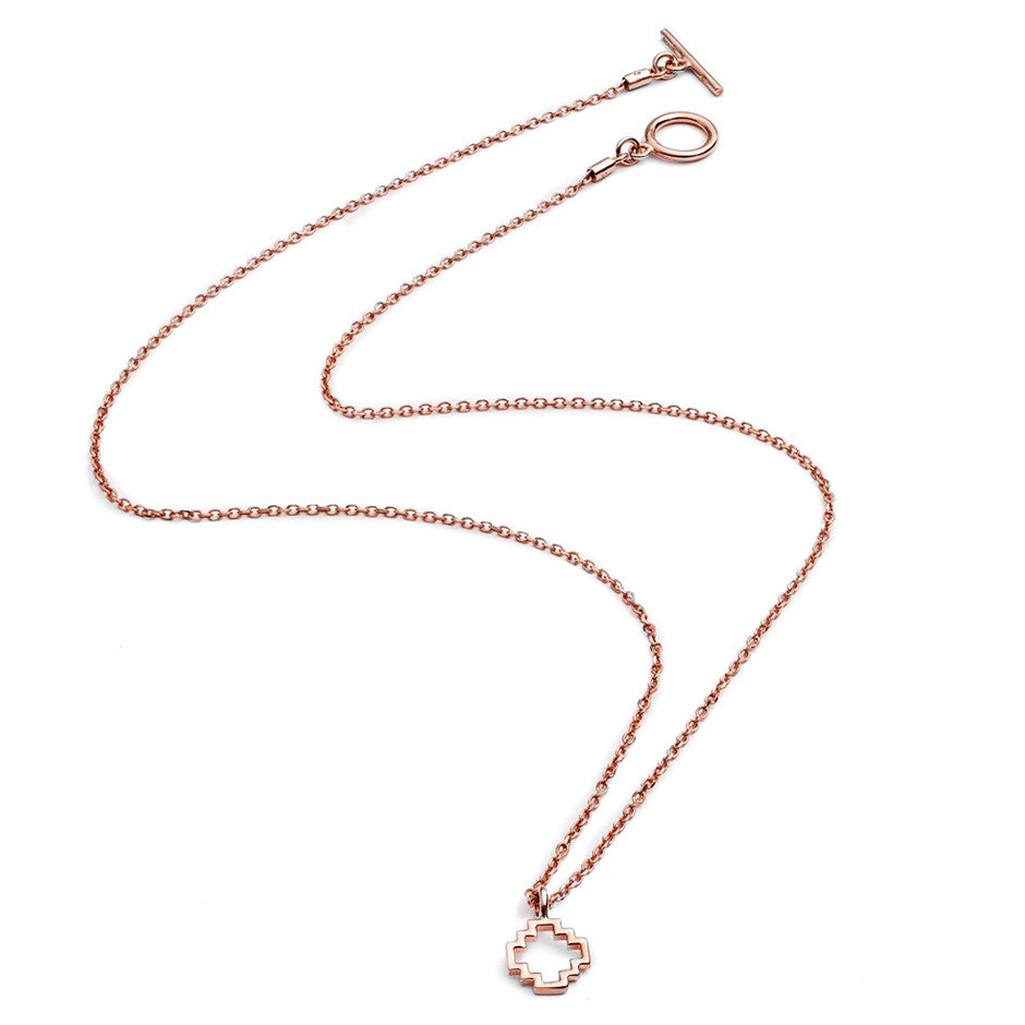 65% DISCOUNT  Exotic 18ct Rose Gold Vermel Peruvian Chakana Cross Silhouette Charm Pendant Necklace
