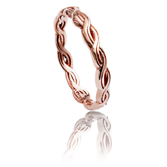 70%    DISCOUNT LAST ONE  Unique Unisex 18ct Rose Gold Vermeil Plaited Stacking Ring