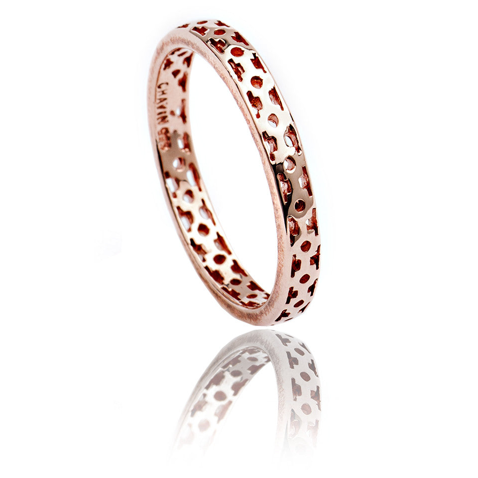 70%   DISCOUNT  Exotic Unisex 18ct Rose Gold Vermeil Lattice Stacking Ring