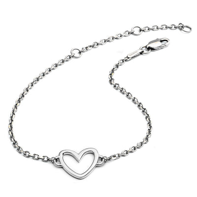 70%  DISCOUNT  Ladies/Girls  925 Sterling Silver Silhouette Heart Bracelet
