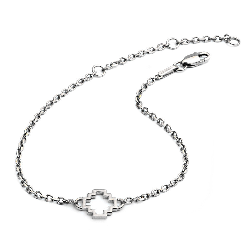 67% DISCOUNT  Dainty 925  Sterling Silver Peruvian Chakana Cross Silhouette Charm Bracelet
