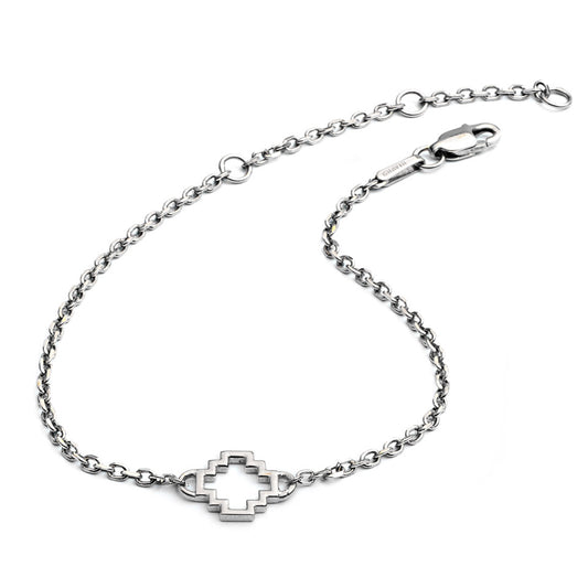 67% DISCOUNT  Dainty 925  Sterling Silver Peruvian Chakana Cross Silhouette Charm Bracelet