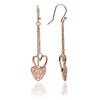 75% DISCOUNT  Ladies/Girls 18ct Rose Gold Vermeil Heart Charm Dangle Earrings