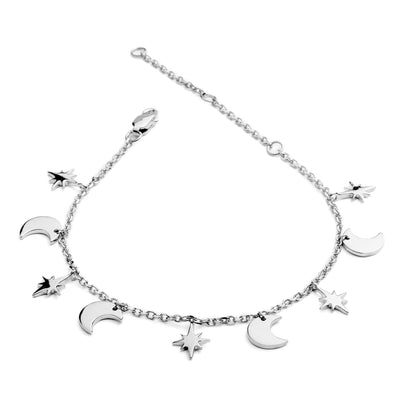 70%  DISCOUNT  Dainty 925 Sterling Silver Celestial Charm Bracelet