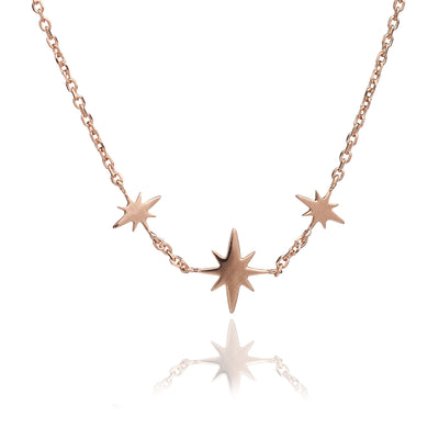 70%   DISCOUNT  18 ct Rose Gold Vermeil  Three Star Charm Necklace