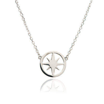 70%  DISCOUNT   Large 925 Sterling  Silver Circle of Life  Star Charm Necklace