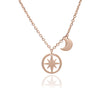 70%  DISCOUNT  18ct Rose Gold Vermeil Circle of Life Star and Crescent Moon Charm Pendant