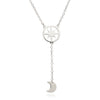 70% DISCOUNT   925 Sterling Silver Crescent Moon and Circle of Life Star Charm Pendant Necklace