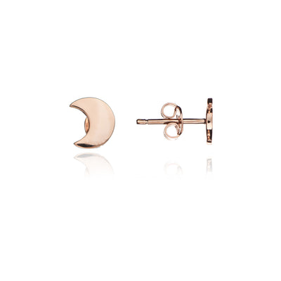 70% DISCOUNT 18ct Rose Gold Vermeil Crescent Moon Stud Earrings