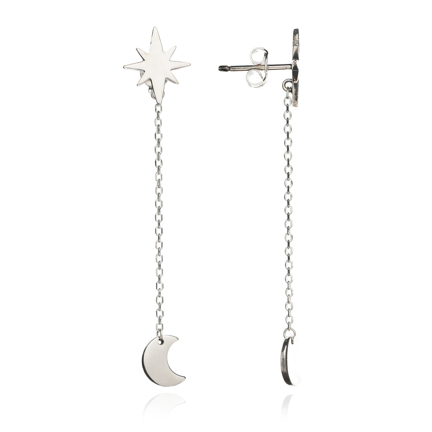 70% DISCOUNT  925 Sterling Silver Star and Crescent Moon Charm  Dangle Earrings