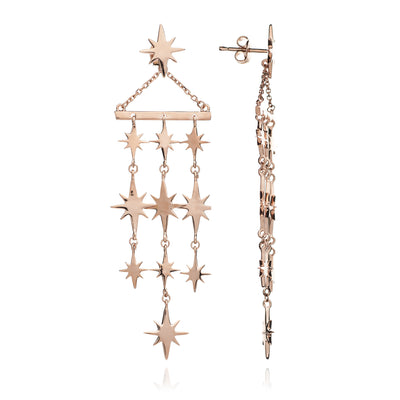 70%  DISCOUNT I LAST PAIR 18ct Rose Gold Vermeil on Sterling Silver Starburst Chandelier Earrings