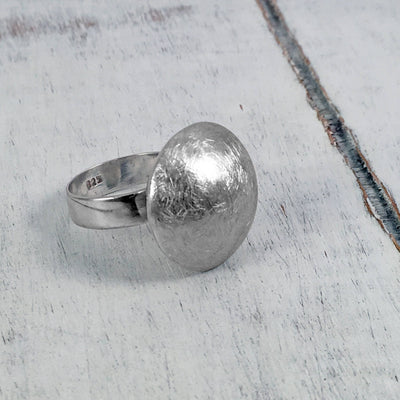 60% SPRING DISCOUNT LAST ONE SIZE L Claudia Lira Large Geometric Dome Shaped Statement Brushed Sterling Silver Ring