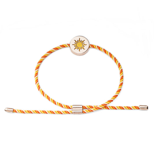 FESTIVAL TIME! 70% DISCOUNT Colourful Festival 18 ct Rose Gold Vermeil Sun Feline Spirit Luxury Cord bracelet