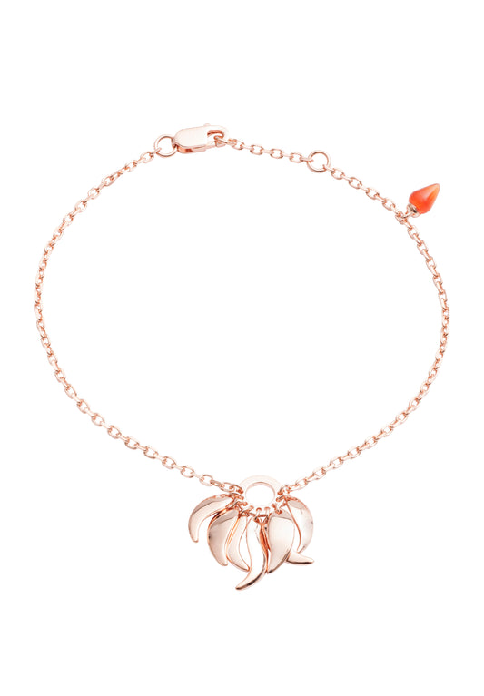 70% DISCOUNT 18ct. Rose Gold Vermeil on Sterling Silver Chain Roaring Flame  Fire Bracelet with Red stone